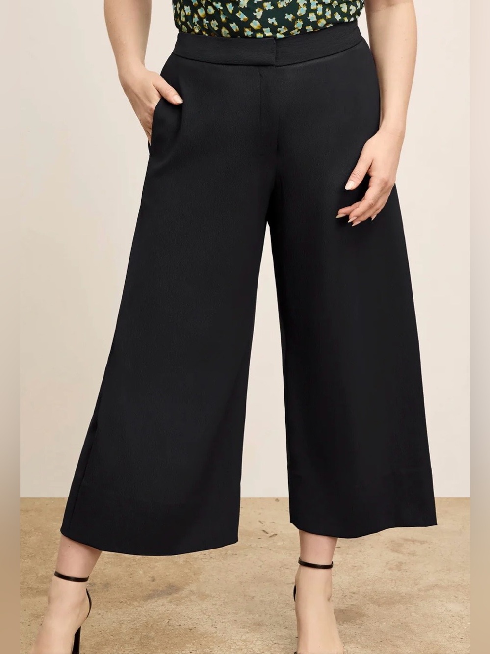 Women’s MM. LAFLEUR The Zhou Culotte - Eco Soft Wave Black Wide L Pants Size 8 - Picture 2 of 15